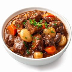 Beef Bourguignon isolated on white