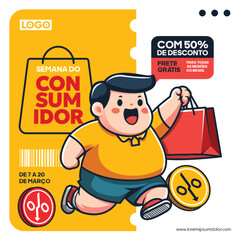 Digital poster design for customer week advertising in Brazilian Portuguese