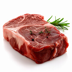 raw beef steak on a white background