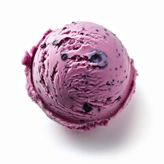 Blueberry ice cream isolated on white
