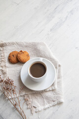Small cup of coffee with cookies morning beverage food drink caffeine