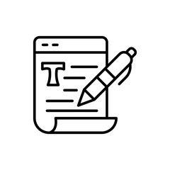 Article writing outline icons, minimalist vector illustration ,simple transparent graphic element .Isolated on white background