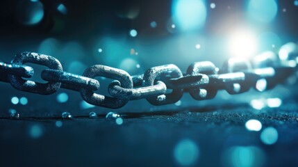 Closeup of a broken chain, representing the breaking of negative online interactions in a cyberbullying awareness campaign. - obrazy, fototapety, plakaty