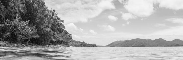 Sea in Trat province. Black and white toned image 