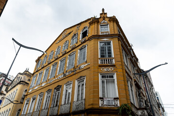 Fototapeta premium View of old buildings in the commercial district in the city of Salvador, Bahia.