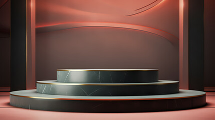Obraz premium Modern round product advertising podium, booth, stage, product background, promotional event background