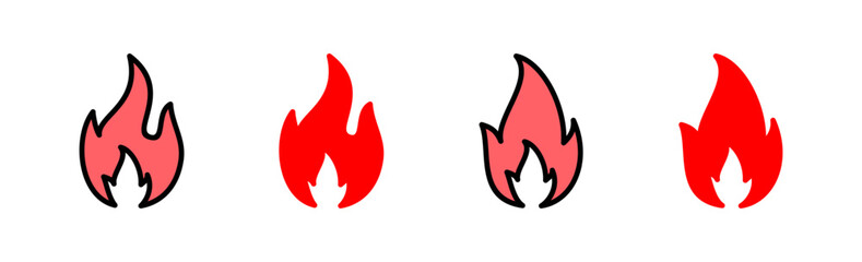 Fire icon set illustration. fire sign and symbol