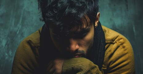 East Indian Male Feeling Guilty Attractive Backdrop With Copy Space Generative AI