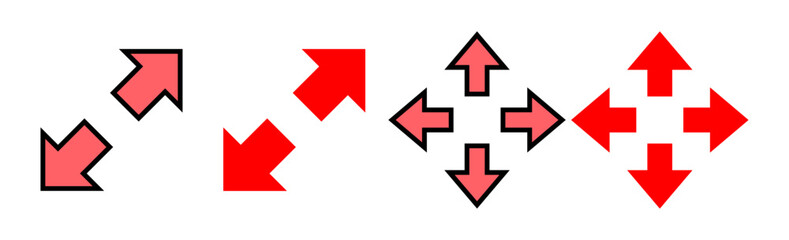 Fullscreen Icon set illustration. Expand to full screen sign and symbol. Arrows symbol