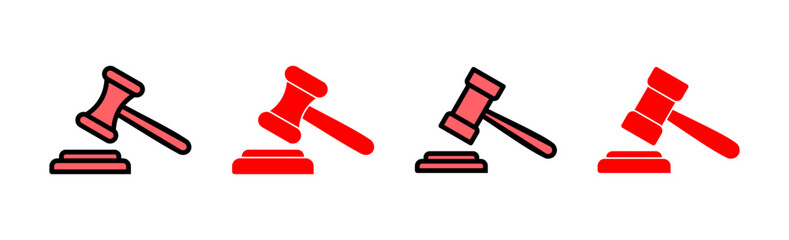 Gavel icon set illustration. judge gavel sign and symbol. law icon. auction hammer