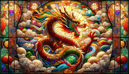 Obraz premium stained glass chinese new year