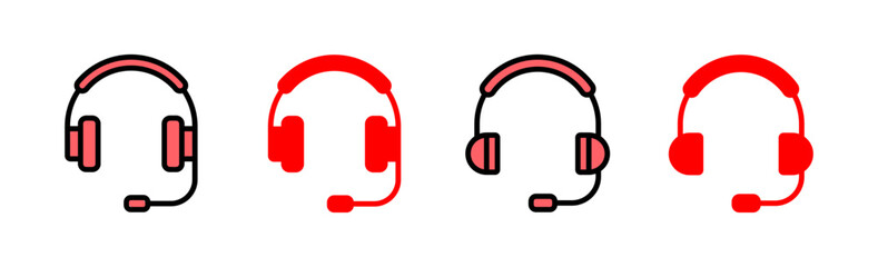 Headphone icon set illustration. Headphone sign and symbol