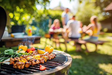 A BBQ Grill Loaded With Delicious Food, Meats, Vegetables, and More! - Powered by Adobe