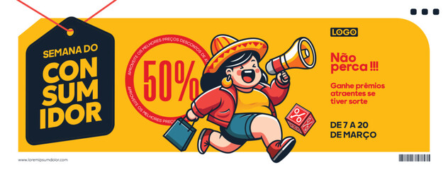 Consumer week digital banner design for marketing campaigns in Brazil - obrazy, fototapety, plakaty