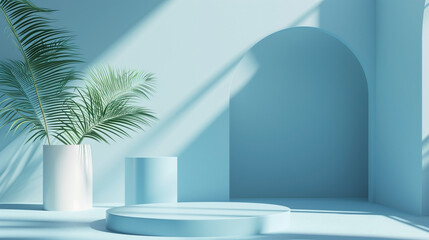 Fototapeta premium Blue abstract background with blank space for advertising.