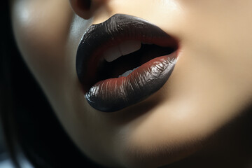 Gothic Black Lips, Black Lips Sending Gothic Kisses for Nocturnal Lovers, Shrouded in Mystical Allure