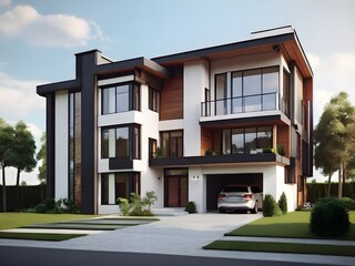 Realistic 3D Modern House