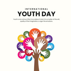 International Youth Day, banner, poster, social media post, vector illustration, awareness, observance, August 12th, brochure, flyer, stop racism, humanity, equality, diversity, inclusion
