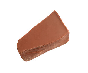 Piece of tasty milk chocolate isolated on white