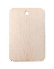 One wooden cutting board isolated on white, top view