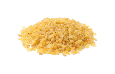 Pile of raw bulgur isolated on white
