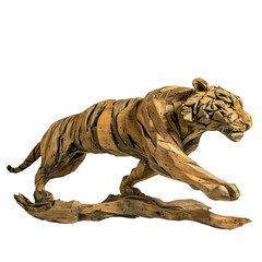 Handmade tiger Wooden Sculpture, Carving art for decoration element