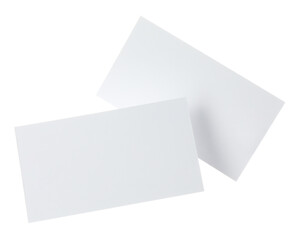 Blank business cards isolated on white. Mockup for design