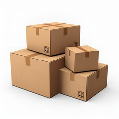 cardboard boxes on white background