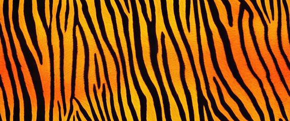 Fototapeta premium Banner Background with tiger stripes pattern, orange color. Tiger skin background or texture.