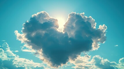 Naklejka premium Heavenly Valentine: Surreal Clouds Craft a Romantic Sky. Generative AI