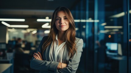 Young happy business woman at office worker, business job opportunities advertising concept - Powered by Adobe