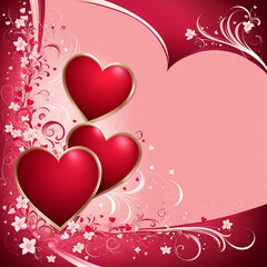 Abstract Valentine day banner, frame, border background, valentine texture. Love concept. pink, red background