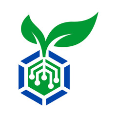 Digital Leaf Vector Logo Design Template