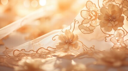 Closeup of delicate lace with intricate floral patterns. - obrazy, fototapety, plakaty