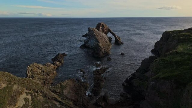Bow fiddle rock Portknockie Scotland aerial view