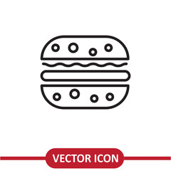 Hamburger vector icon flat liner illustration on white background..eps
