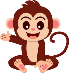 Cute monkey sitting and waving