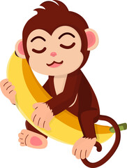 Cute monkey with banana © Slicies Design