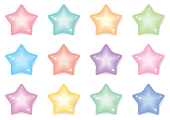 淡い色のカラフルで可愛い星のセット