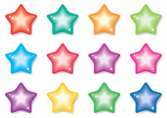 濃い色のカラフルで可愛い星のセット