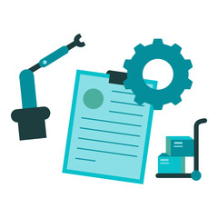 Factory Documents vector illustration. Modern flat vector illustration in solid colors with industry theme.