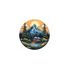 Mountain outdoor adventure logo design vector illustration