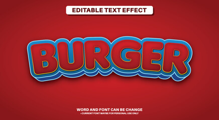 Simple 3D Sticker Style Fully Editable Text Effect - Burger