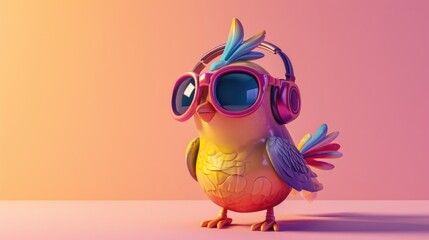 Cartoon digital avatar of a melodic feathered friend