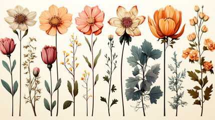 Botanical Line Art Elements