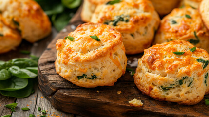 Cheese and spinach scones - obrazy, fototapety, plakaty