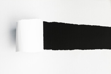 white tear paper background with black blank copy space