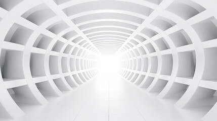 abstract background with symmetric white shining tunnel 3d illustration