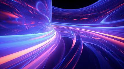 abstract fashion background glowing lines tunnel virtual reality. 3d rendering
