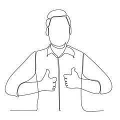 A one line drawing man giving thumbs up thumbs up illustration vector graphic continuous line draw design